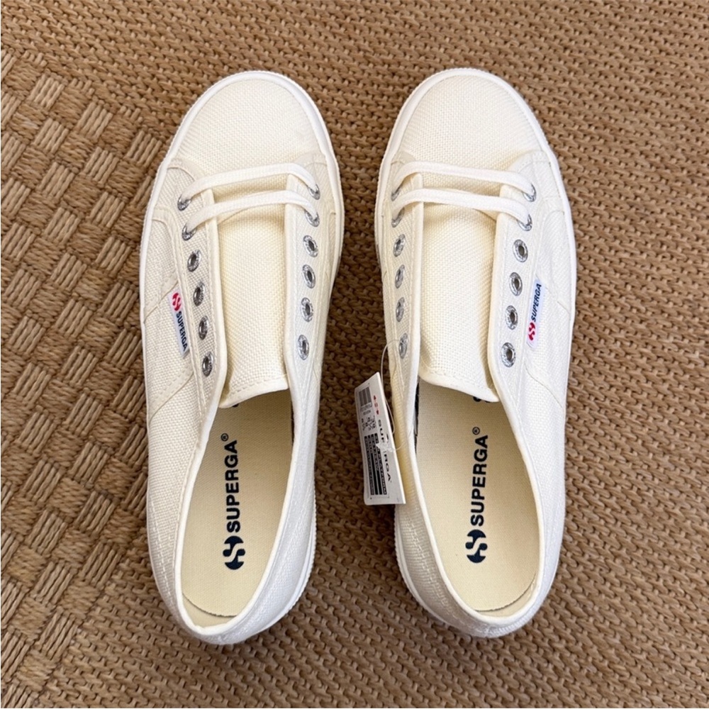 Superga Women's 2790 Beige-Natural Canvas Platform Sneaker—7.5 - Picture 8 of 13